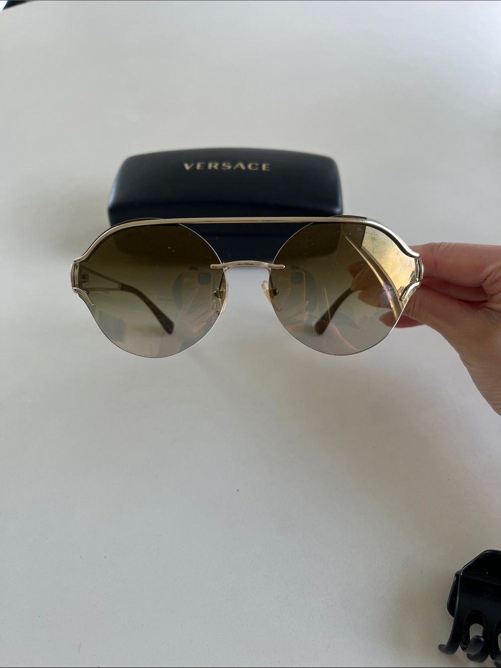 Versace Gold Frame Brown Gradient Lens Women's Sunglasses